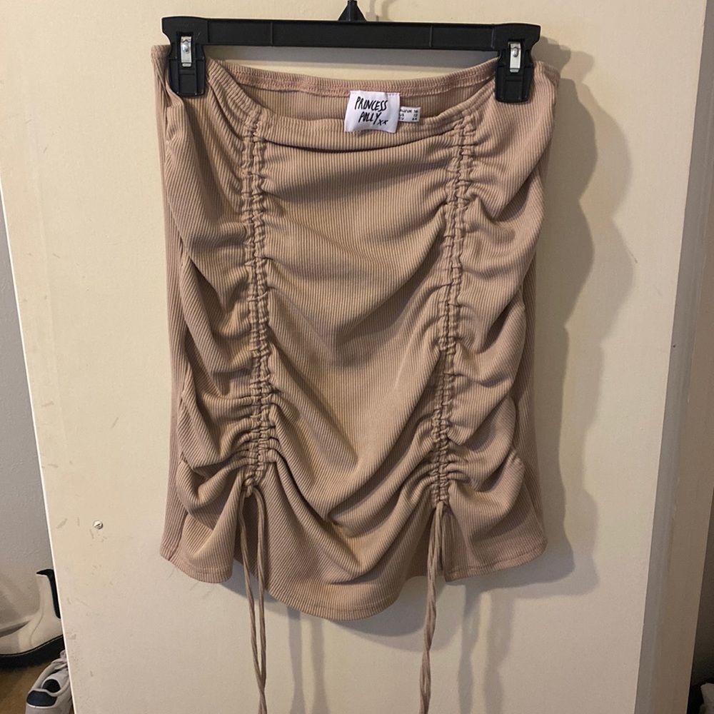 Princess Polly Tan Scrunched Mini Skirt US 12